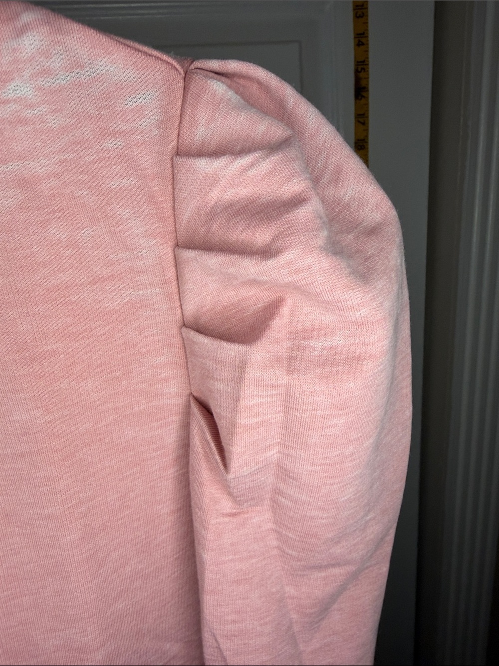 Jane and Delancey Dusty Pink Puff-Shoulder Crewneck Sweatshirt - Picture 3 of 4